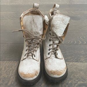 Ecote White and Tan Combat Boots